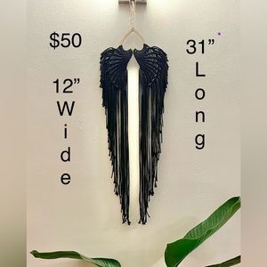NEW, macramé, black angel wings.